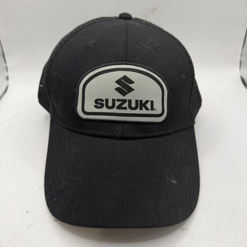 Suzuki Hat Cap Snap Back Mens One Size Black Twill Mesh Trucker Motorcycle Logo‎